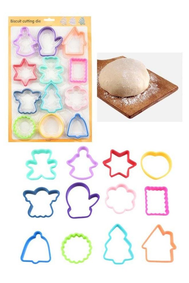 12 Pcs Cookie Cutters Set, Reausable Plastic Cookie, Mini Cutters Fondant for DIY Decorative Baking