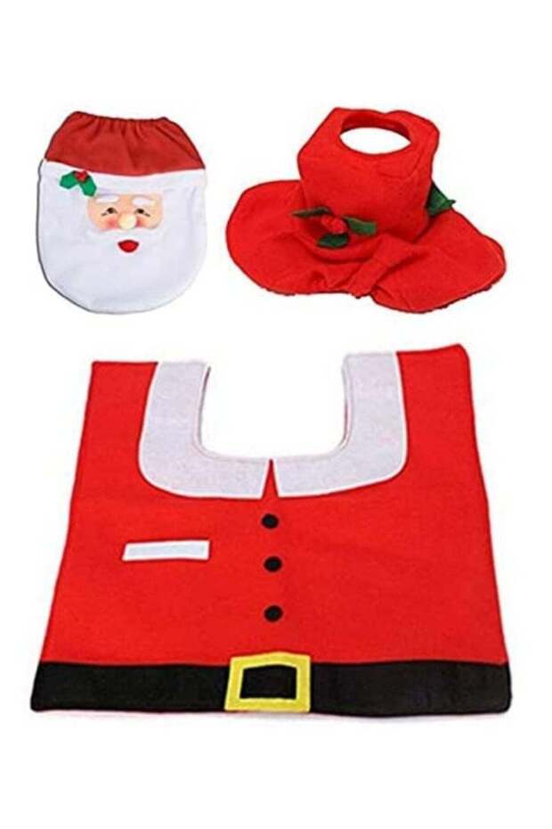 Santa Claus Rug Toilet Seat Cover Bathroom Set Merry Christmas Decorations for Home New Year Navida