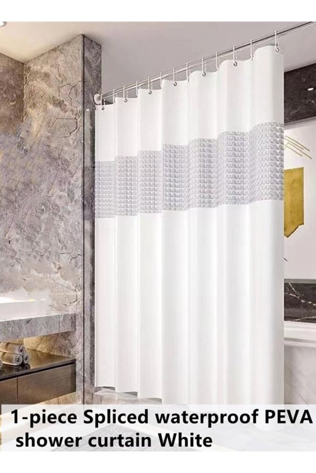 1-Piece Spliced Waterproof PEVA Shower Curtain White 180 x 180 Centimeter