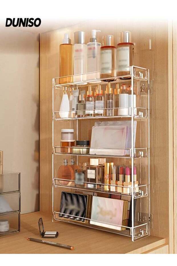 5 Tier Wall Mounted Bathroom Rack,Hangable Cosmetic Display Cases,Large Capacity Bathroom Organizer