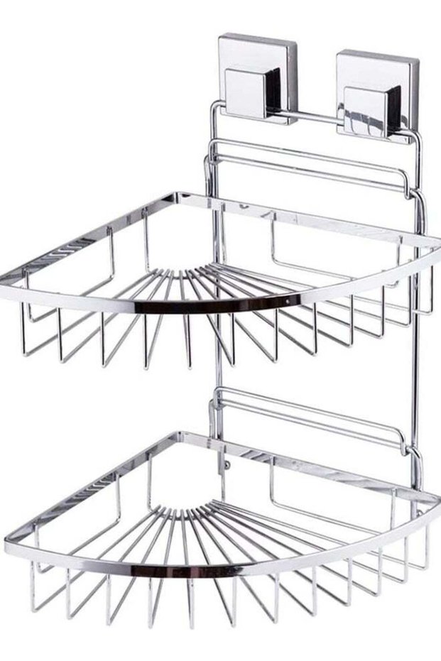 Home Pro 2-Shelves Smartloc Corner Rack 26.5 cm x 26. 5 cm x 30 cm Size Silver