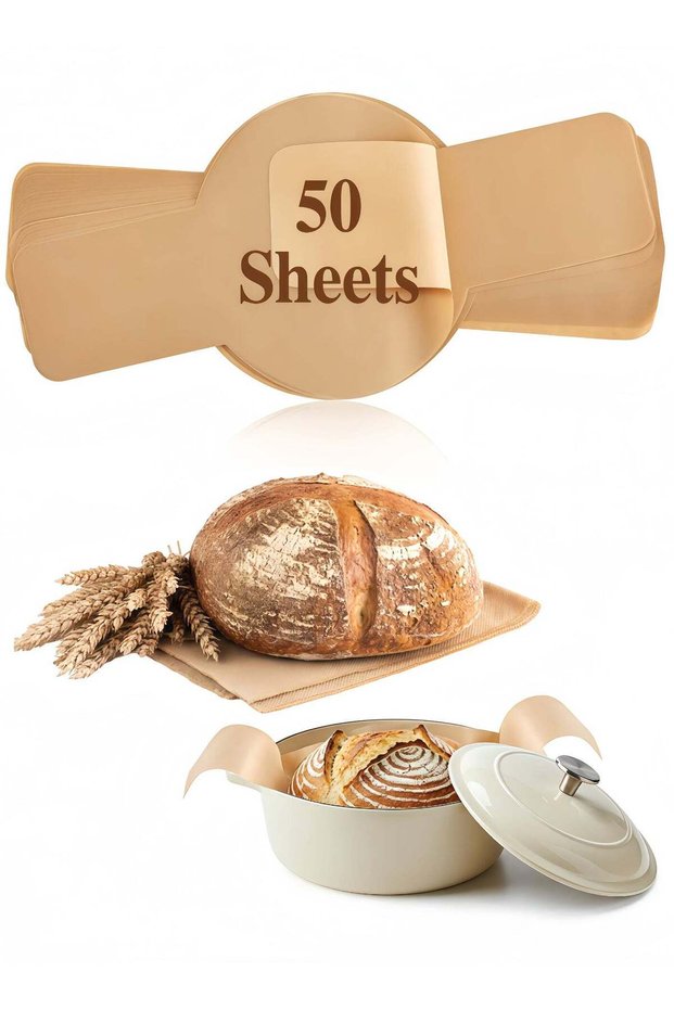 50 Pcs Parchment Paper for Sourdough Baking, Bread Sling, Dutch Oven Liner, Pre Cut Parchment Bakin