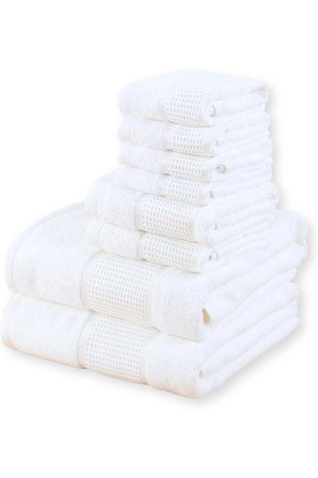 Home Dwell Premium Bath Towels Set - Set of 8 - 100% Cotton Highly Absorbent 2 Bath Towels, 2 Hand