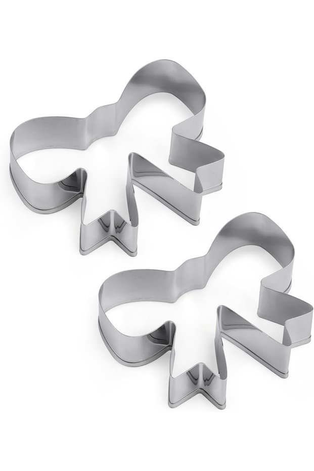2pcs Mini Stainless Steel Bow Cookie Cutters – Cute Bowknot Shaped Biscuit Molds for Baking, Cookie