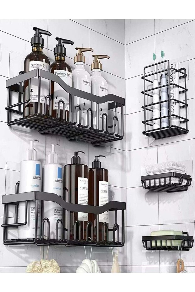 Bathroom Shelf, set of 5pcs, Shower Caddy For Bathroom Organizer and Storage, No-drilling Bathroom