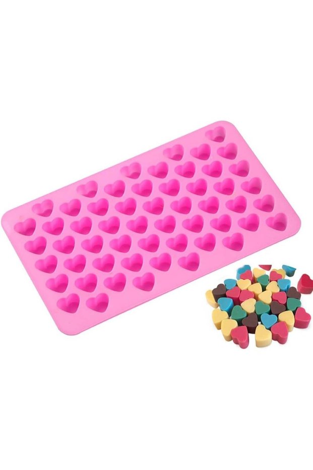55 Holes Love Heart Shaped Cake Mold, Non-stick Silicone Chocolate Mold for Love Jelly Soap Cube Ch