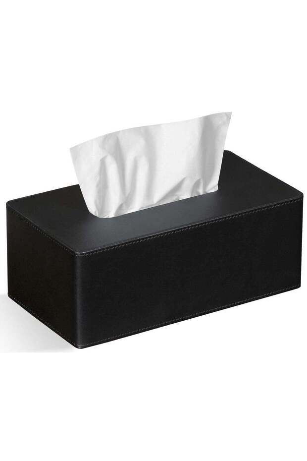 Tissue Box Cover Rectangular 9.8"(L) x 5.3"(W) x 4.3"(H) Refined Modern PU Leather Facial Tissue Di
