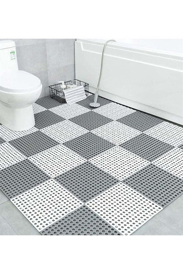 12 Pack Interlocking Non Slip Drainage Floor Tiles,PVC Bath Shower Floor Mat,Square Splicing Bathro
