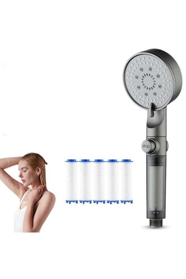 High Pressure 5-Mode Filtered Shower Head, Filtered Shower Head with Handheld Shower Head Filter, H