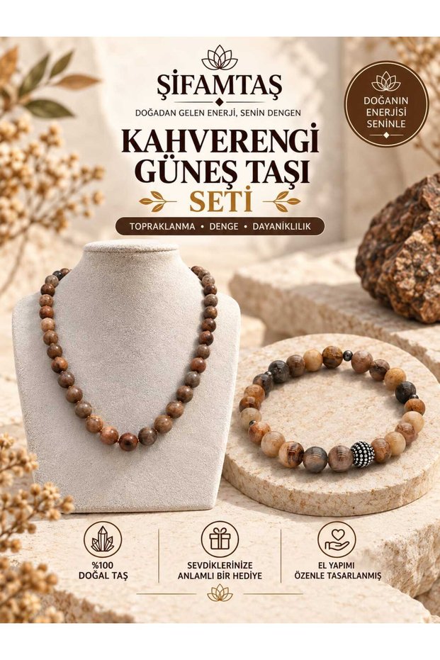 Brown Sun Natural Stone Set (Bracelet and Necklace)