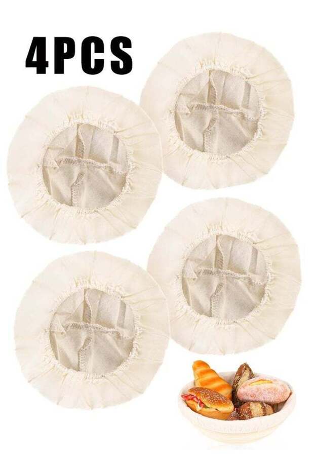 4PCS 10 Inch Banneton Proofing Cloth Liner, Rattan Bread Baking Basket Cover