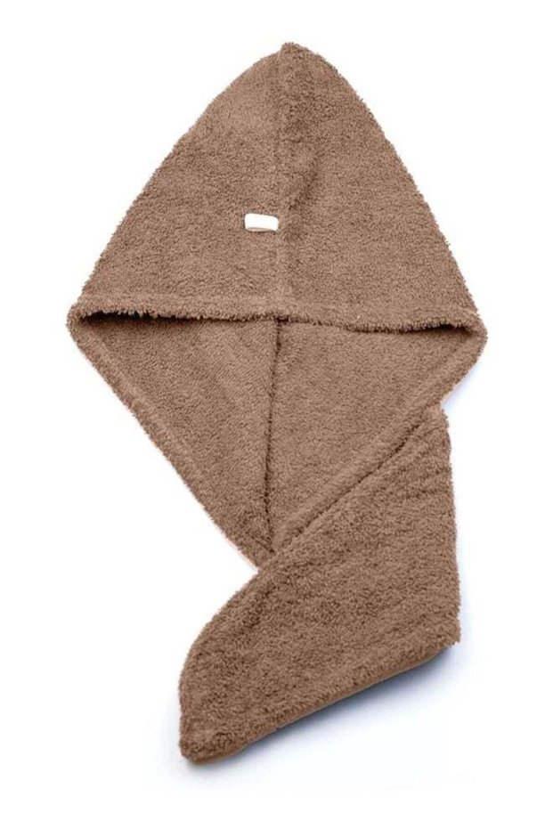 100% Cotton Terry Hair Towel Wrap 68x23CM,Beige Brown 68x23cm