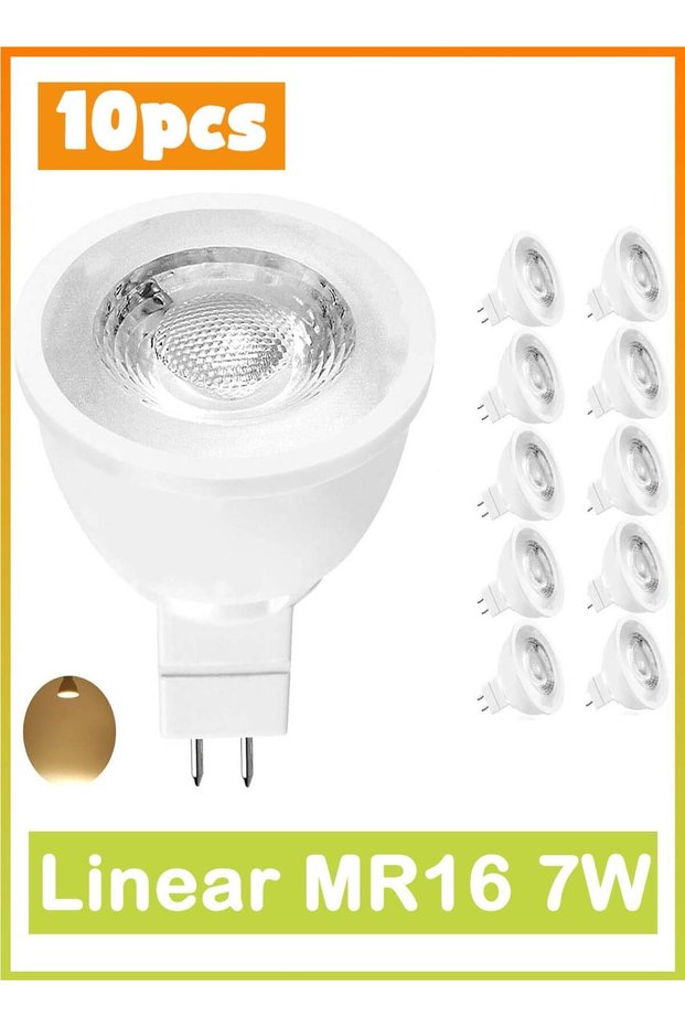 10 Pack MR16 LED Bulb Non Dimmable, GU5.3 Bi-Pin Base MR16 LED Bulbs, 7W (70W Equivalent) 3000K War