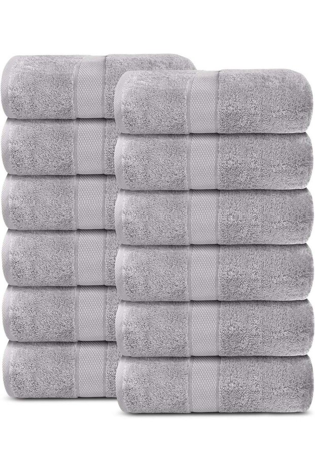 100% Cotton Towels, Pack of 12 Face Towels 600 GSM Plush, Heavy Weight Luxury Spa Quality Aerocore