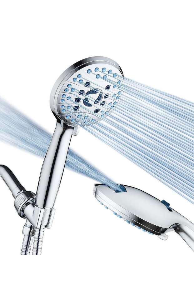 MIXDE High Pressure 8-mode Handheld Shower Head - Anti-clog Nozzles, Built-in Power Wash to Clean T