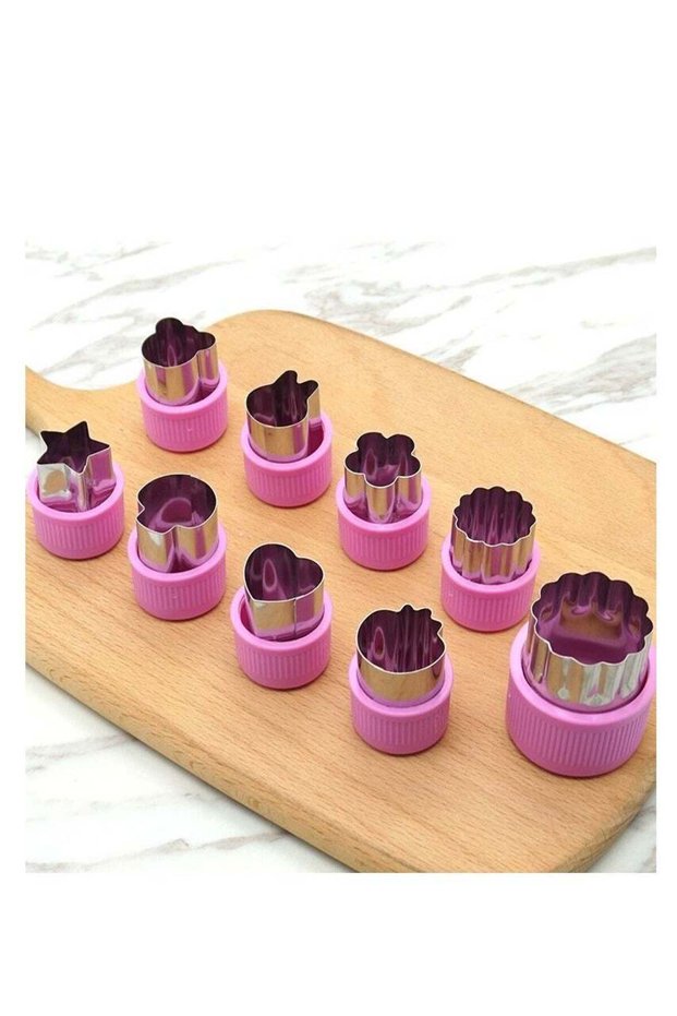 9 Pieces Vegetable Cutting Mold Set Children's Mini Biscuit Cutting Machine Flower Star Design Cart