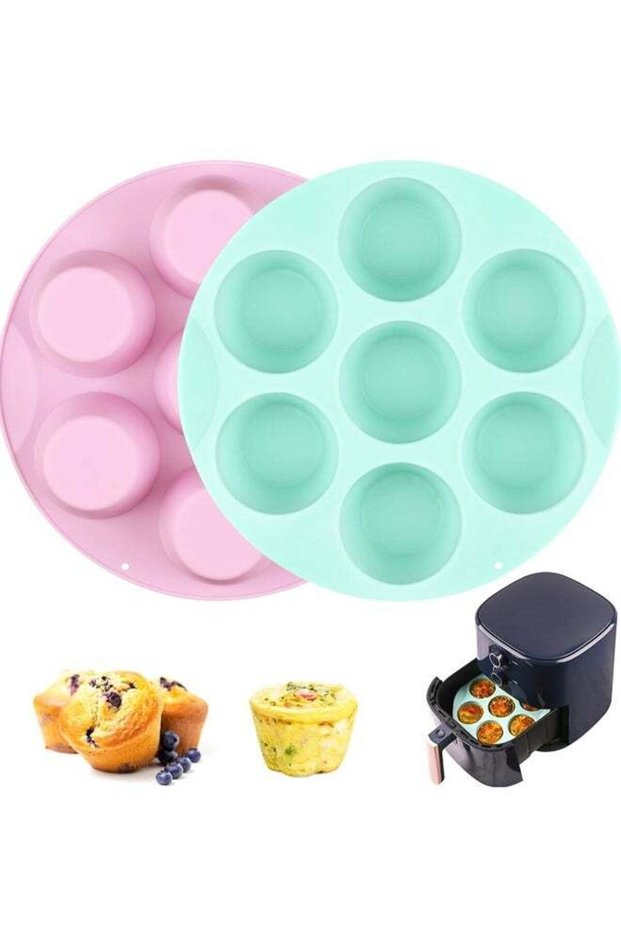 2 Pack Silicone Egg Bite Molds for Air Fryer, Nonstick 7 Cups Air Fryer Muffin Pan for Baking Egg B