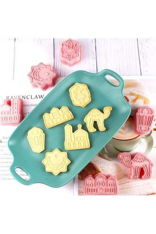 6-Piece Eid Mubarak Cookie Cutter Pink