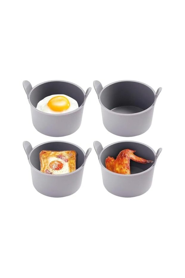 Kitchen molds 4pcs Air Fryer Silicone Egg Poacher Cups Silicone Egg Cooker Kitchen Press Molds(Gray