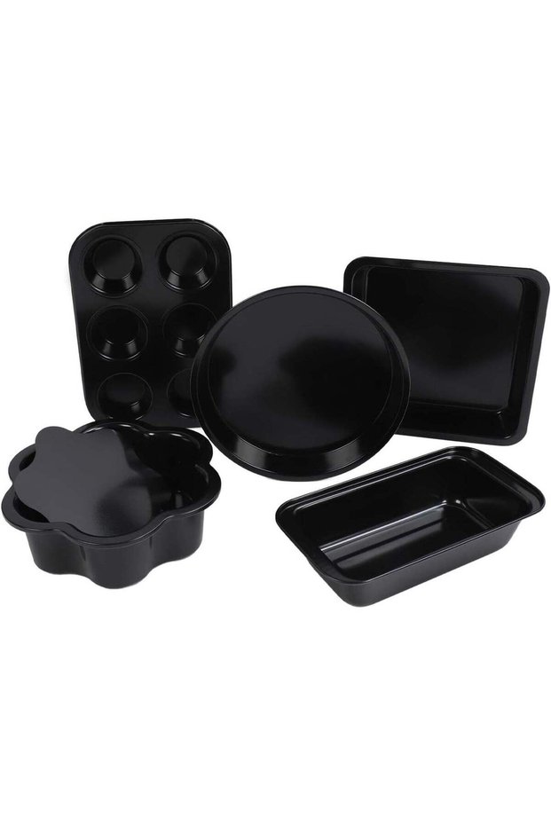 6Pcs Bakeware Set, Loose Bottom Baking Pans Set, Carbon Steel Anti Stick Kitchen Oven Baking Pans f