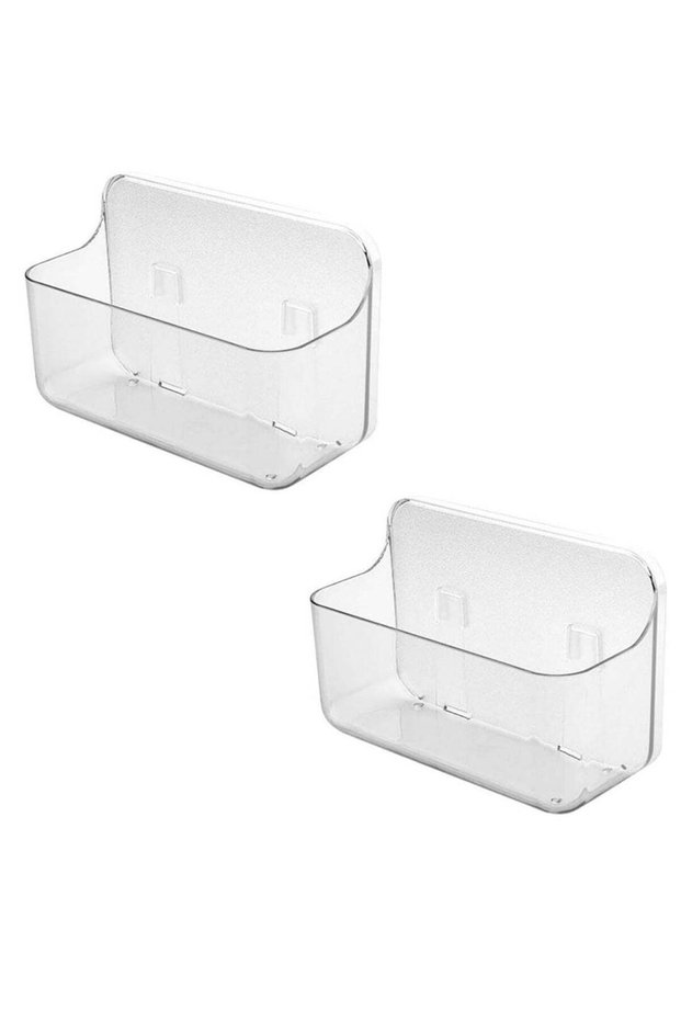 Acrylic Wall Mount Organizer, Clear Adhesive Shelves for Bathroom Kitchen, No Drilling, 2-Pack
