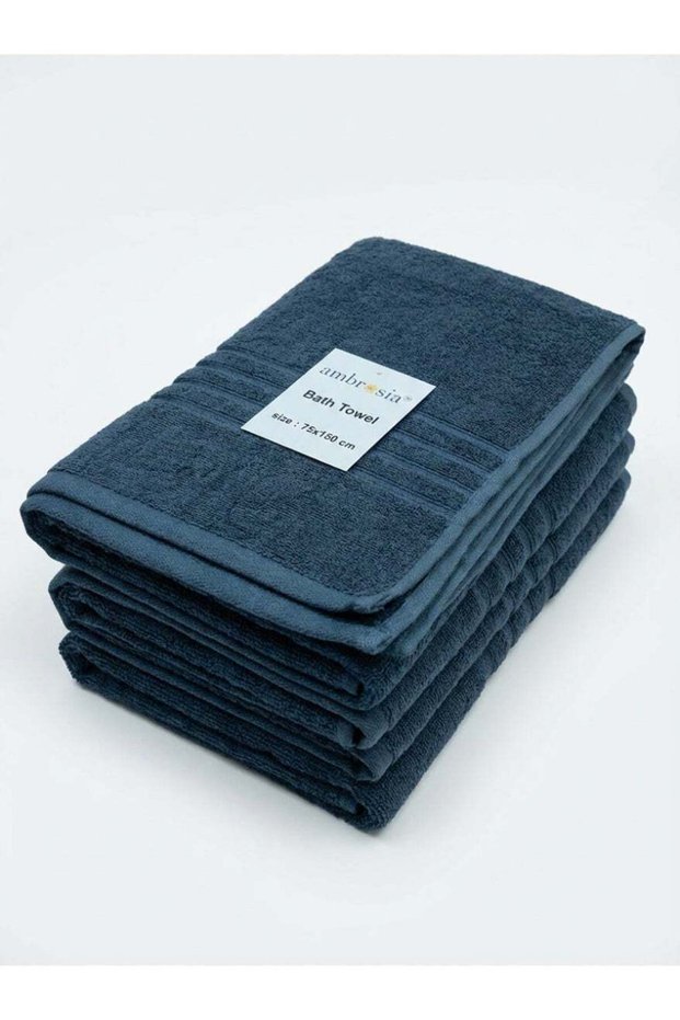 75x150 cm Premium Cotton Bath Towels Set of 4 in Dark Slate Blue, Highly Absorbent Quick Drying Ter