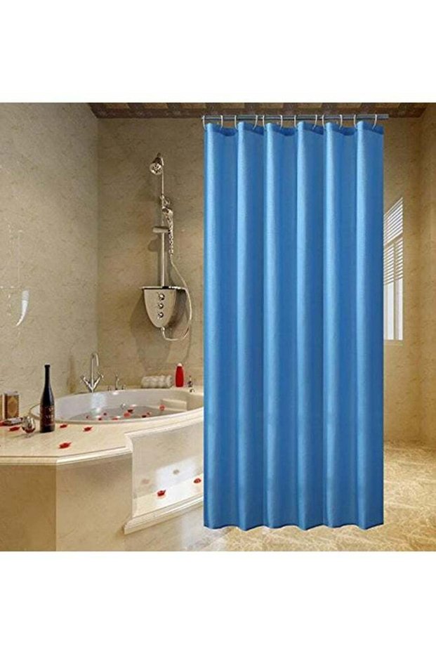 Home Pro Polyester Shower Curtain 180x180 cm Size Navy Blue