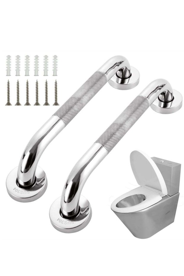 Chrome Stainless Steel Bathroom Grab Rails 30CM Anti Slip Shower Handles for Seniors and Disabled 2