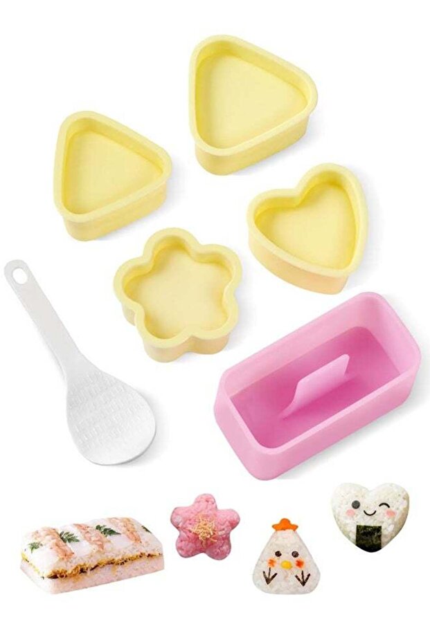 6PCS Ninsula Onigiri Mold, Musubi Press Mold with Small Rice Spoon, Triangle Rice Ball Mold Maker,