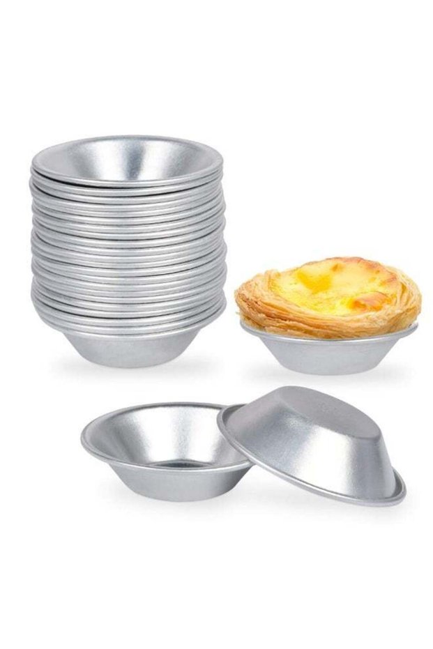 25 Pack Egg Tart Molds, Tartlets Dessert Mold Pans Tiny Pie Tin Puto Cup Bakeware Muffin Cupcake Ca