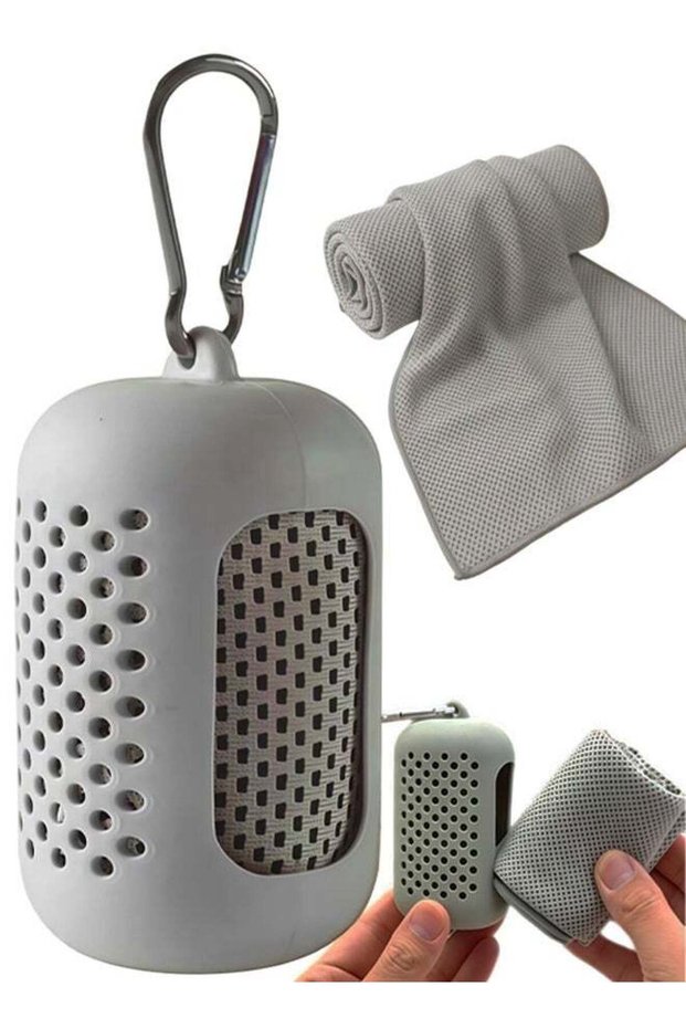 Grey Cooling Towel Quick Dry Microfiber Sports Towel