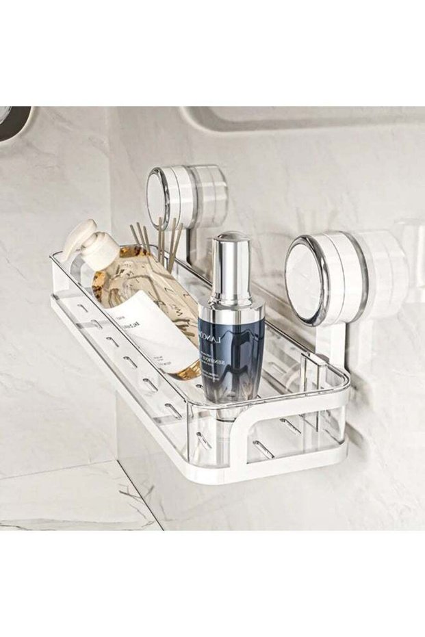 Bathroom Shelf with Strong Suction Cup, No-Drill Shower Caddy, Wall Mounted Shower Organizer, Sucti