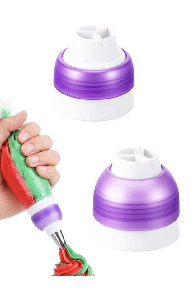 2 Pack 3 Color Plastic Twist Piping Bag Couplers Adapter For Icing Frosting Tips