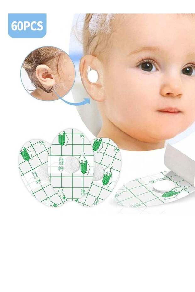 60-Piece Baby Waterproof Ear Stickers with Absorbent Cotton, Newborn Ear Protector for Bathing Swim