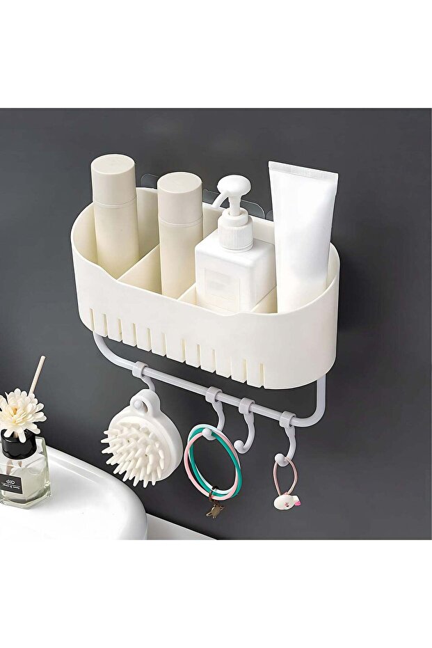 SYOSI Self-Adhesive Shower Caddy Bathroom Shower Organizer Accessories with Hook Up, No Drilling Ho