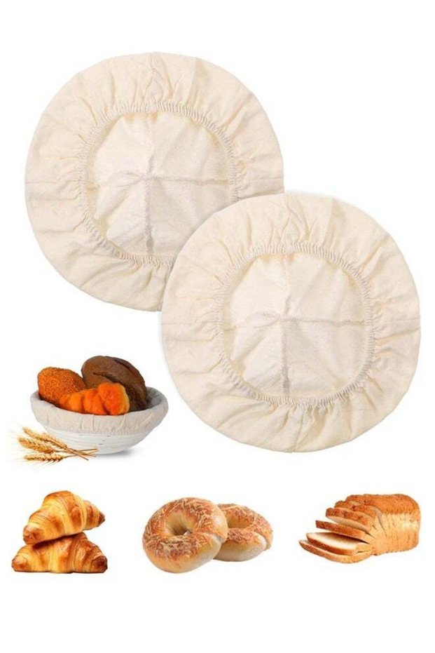 2 Pcs Round Bread Proofing Basket Cloth Liner, Banneton Basket Liner Baking Dough Basket Cover Natu