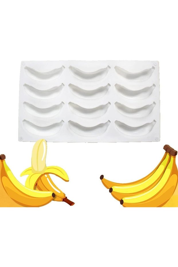 12-Cavity Banana Shape Cake Mold, Creative Silicone Mousse Dessert Molds