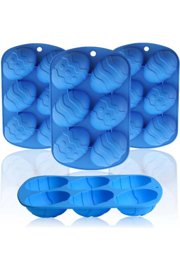 4-Pack Easter Egg Silicone Molds – 24 Cavity Egg Shaped Baking Pan for Chocolate, Jello, Candy, Cak