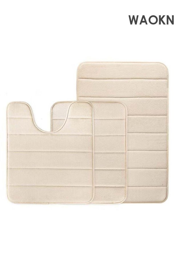 Bathroom Rugs Sets 3 Piece, Memory Foam Bathroom Mats Set Extra Thick, Non Slip Bath Mats for Bathr
