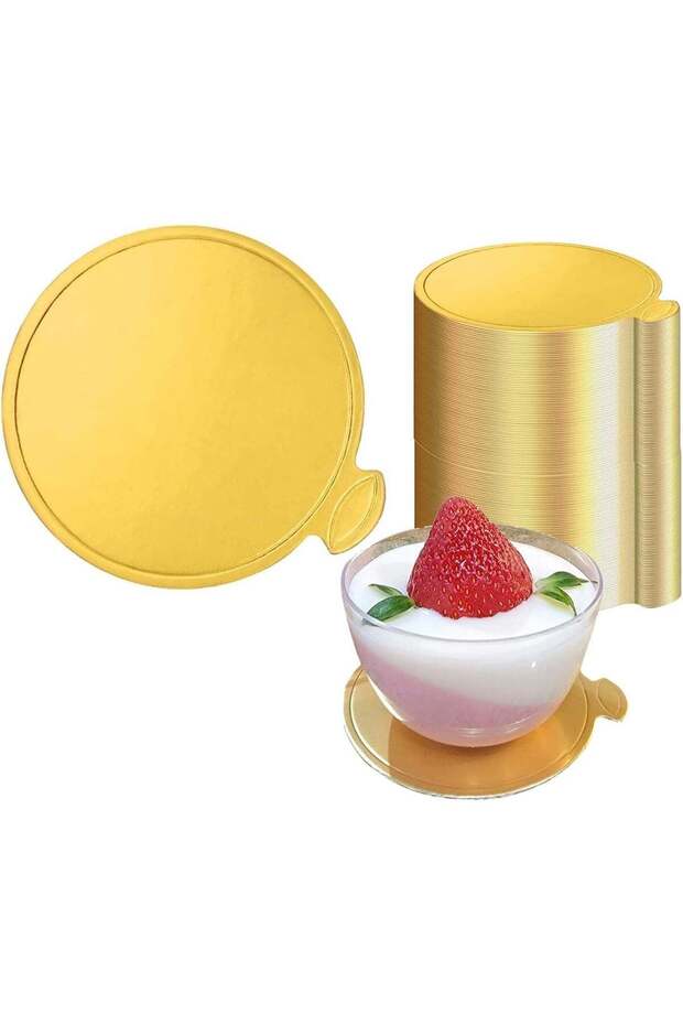 3.5 Inch Mini Round Golden Cake Boards 100pcs Mousse Cupcake Base Paper Plates Circle Dessert Board