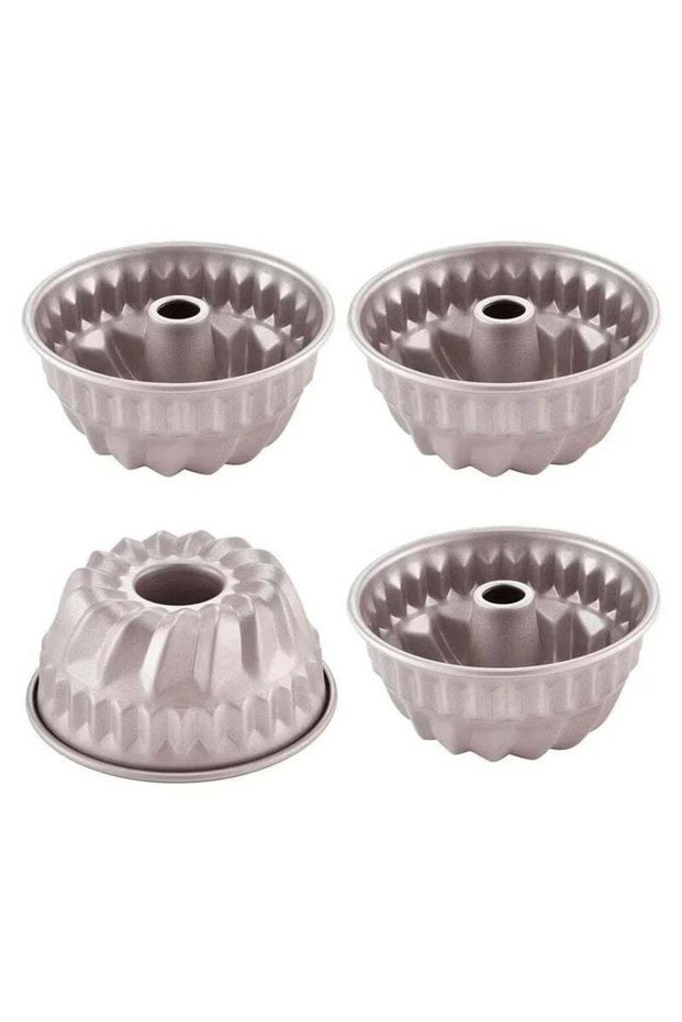4‑Pack Champagne Gold Mini Tube Baking Pans, 4 Inch Non‑Stick Baking Mold Set, Multi‑Use Bakeware f