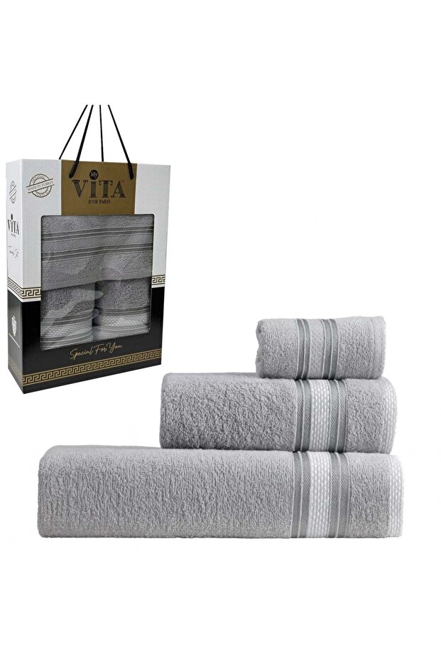 3-Piece Turkish Cotton Towel Set Lightweight Bath Towel Hand & Face Towels Gift Set Soft, Absorbent