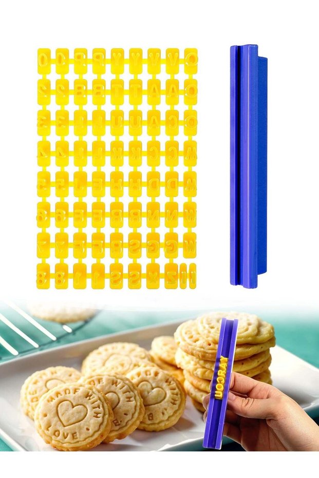 72 PCS Alphabet & Number Cookie Stamps, DIY Baking Molds for Cookies Chocolate, Embossing Tool for