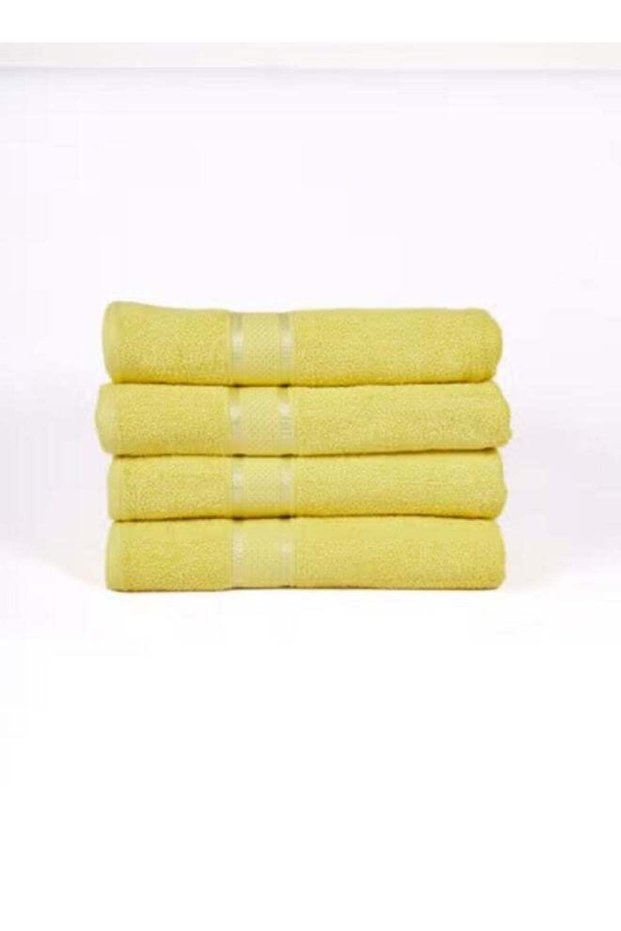 4-Pieces Bath Towel Set, 100% Cotton, Antibacterial, Ultra Soft, Super Absorbent - Yellow