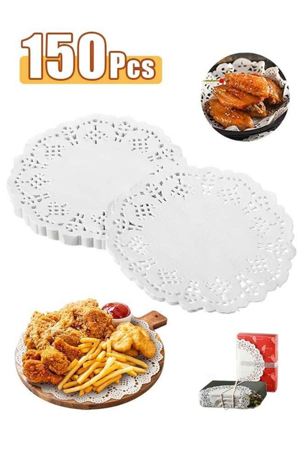 150 pcs Lace Doilies Paper , 16cm Round Lace Paper Placemats for Tables, Cake, Baking, Wedding Deco