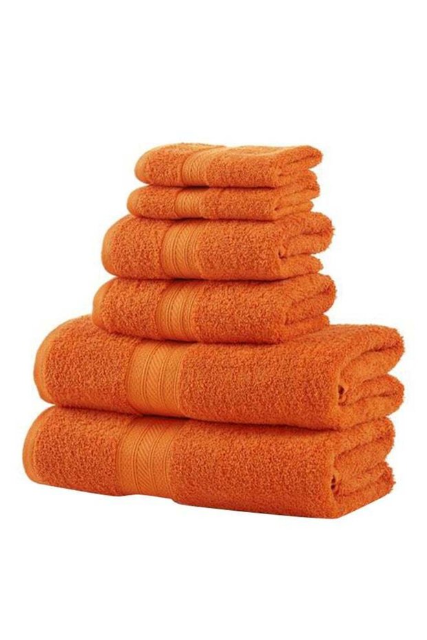 6-Piece Cotton Towel Set Orange
