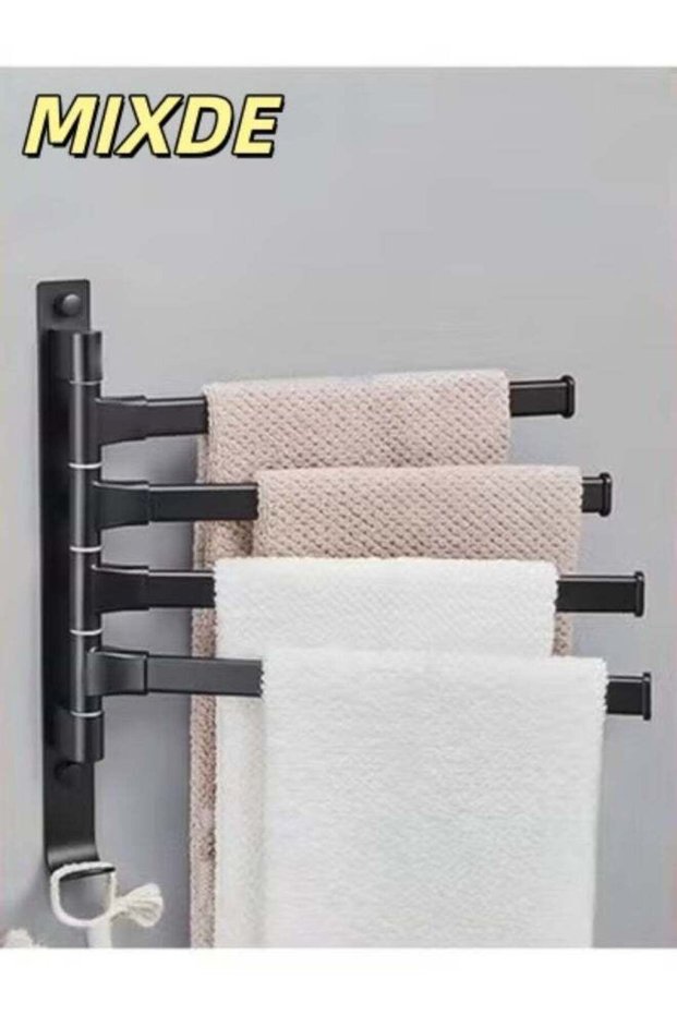 Swivel Towel Rack Wall Mounted,Bathroom Towel Bars,Swing Out Towel Rail With Hooks, Folding Swivel