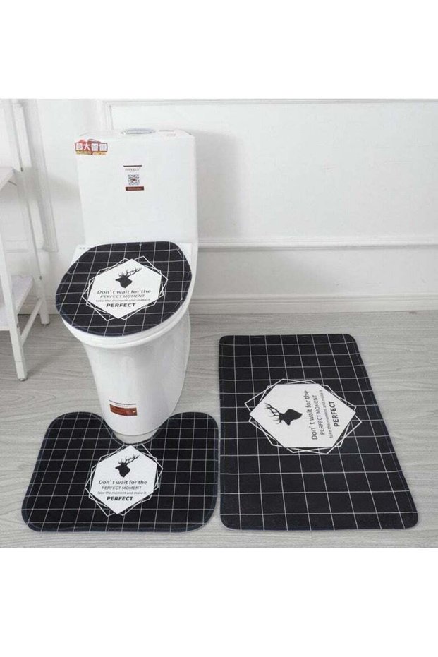 Non-Slip Bath Mat Set, Beach Shell Pattern Microfiber Rugs, Bath Mat Set and Toilet Mat, Absorbent