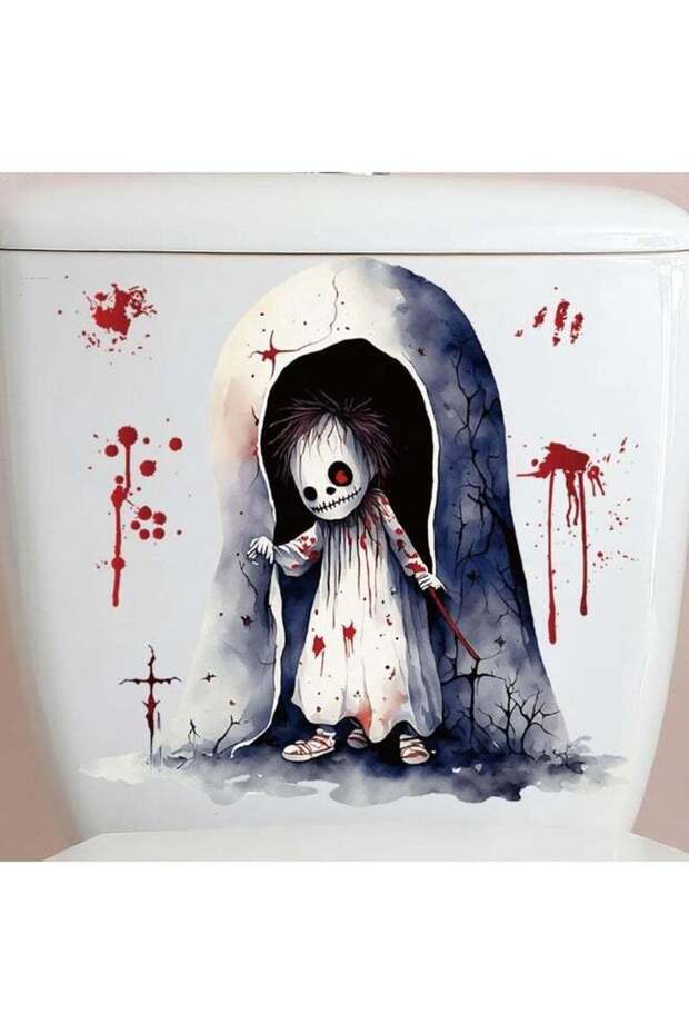 ECVV Halloween Horror Toilet Sticker PVC Ghost Sticker for Halloween Party Washroom Sticker Hallowe