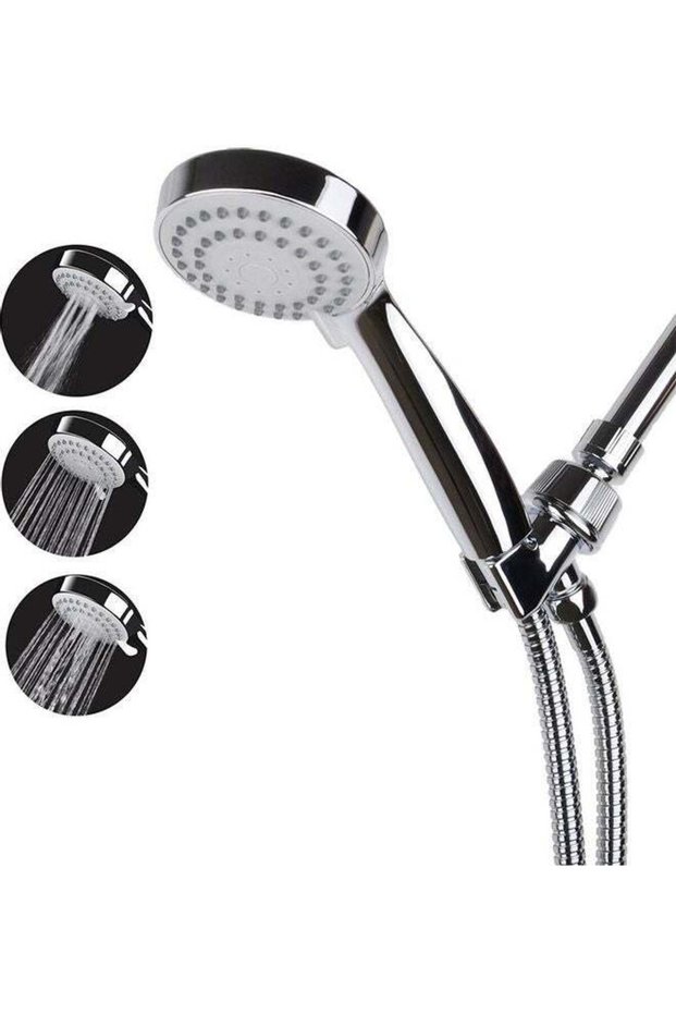 Handheld Shower Head Spray Bracket Set Silver 25.5 x 5.8 x 11.8cm